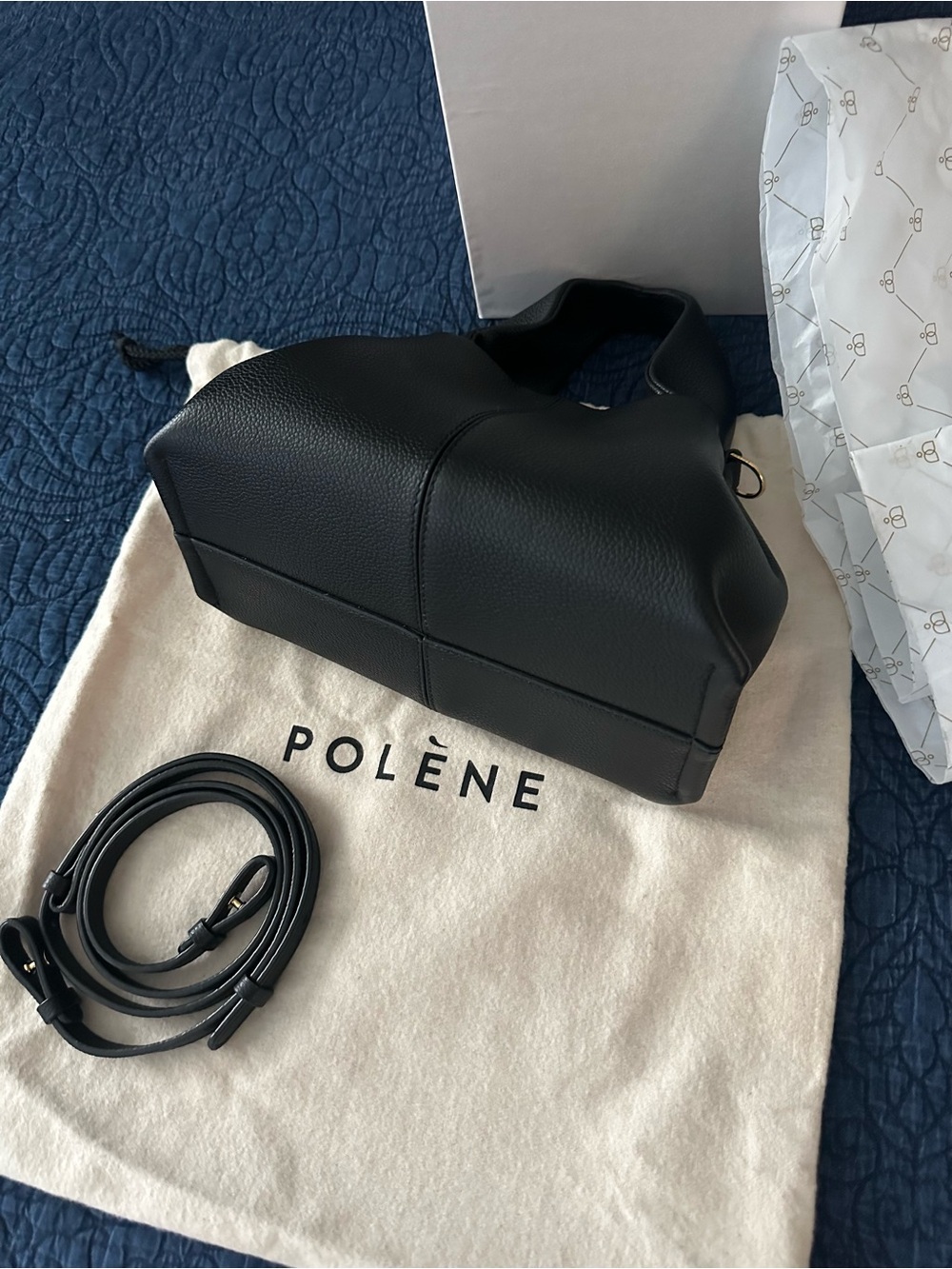 Authentic! NWT! Polene Numéro Neuf Mini in Textured Black - Retail $540! - Picture 14 of 17